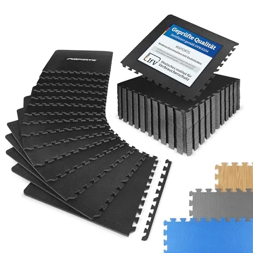 MSPORTS Bodenschutzmatte Set Premium – 8-teiliges Fitnessboden-Set (3,2 m²) - Rutschfeste Puzzle-Matten für ein sicheres Training zu Hause – ideal für Yoga, Fitness und mehr. Schützen Sie Ihren Boden und sorgen Sie für einen gelenkschonenden Untergrund bei jedem Workout.
