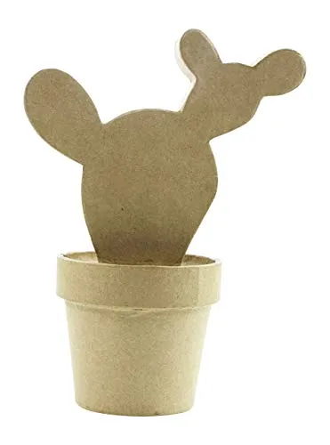 Décopatch HD038O Westernkaktus aus Pappmaché, 8 x 14 x 18 cm, zum Verzieren, perfekt für Ihr Wohndeko, Kartonbraun