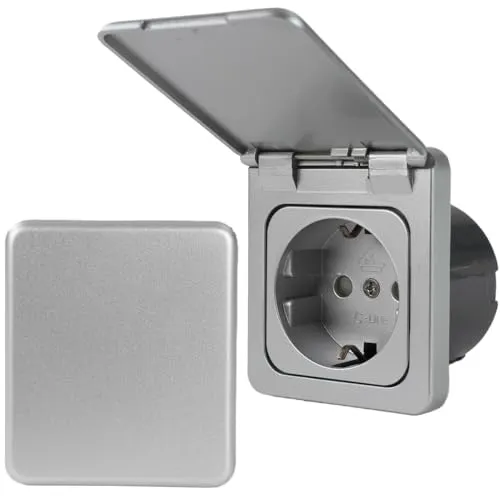 HABA B.V. Steckdose C-Line mit Klappdeckel - Steckdose C-Line 230 Volt Schuko mit Klappdeckel und Berührungsschutz, ideal für sicheres und modernes Wohnen. Hochwertiger Kunststoff mit seidenmattem Finish.