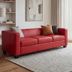 Produktbild 3er Sofa Loungesofa Lille aus Leder, rot
