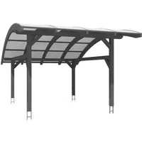 Skan Holz Carport Schwaben 434 x 630 cm Grau – Robuster Schutz für Ihr Fahrzeug - Carport aus Leimholz mit UV-beständigen Polycarbonat-Dachplatten, sofort montierbar ohne Grundierung, idealer Schutz vor Witterungseinflüssen.
