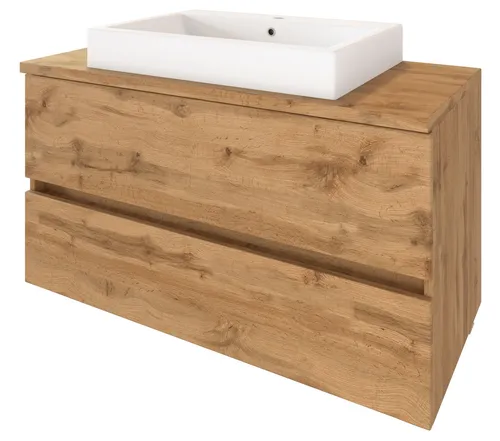Produktbild Basera® Badezimmer XXL Waschtisch Ninette 100 cm breit Wotaneiche mit Waschbe...