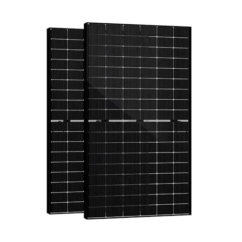 SAKETE Solarpanel 1000W Bifazial (+200W), Solarmodul Doppelglas Full Black, N-Typ Photovoltaik Modul für Balkonkraftwerk, 500W PV Panel 2er