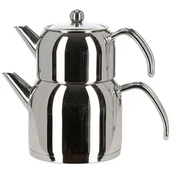 Teekanne Edelstahl Caydanlik Teekocher 2L in silber von Almina