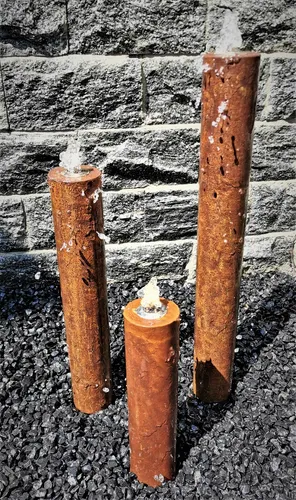 Säulenbrunnen Wasserspiel rund 3er-Set aus Cortenstahl