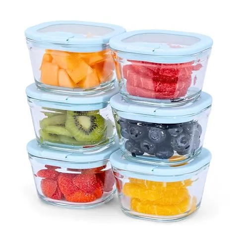 Econovo Frischhaltedosen aus Glas 250ml (6er Set) – Auslaufsichere, stapelbare Vorratsbehälter - Praktische Frischhaltedosen aus robustem Glas – ideal für die Aufbewahrung von Lebensmitteln. Ofen- und spülmaschinenfest, perfekt für eine platzsparende und ordentliche Küchennutzung.