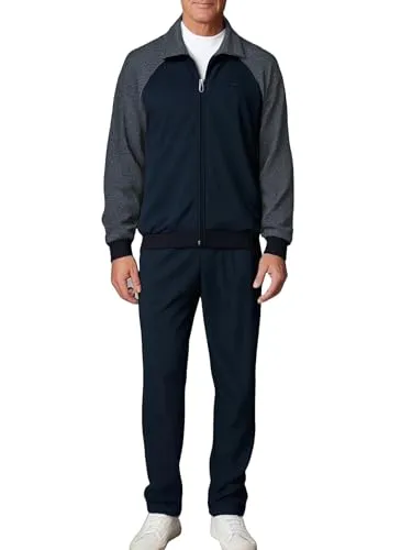 Herbold Sportswear Herren Jogginganzug Trainingsanzug Sportanzug Baumwollanteil Warm Tracksuit, Sweatjacke und Sweathose (DE/NL/SE/PL, Alphanumerisch, S, Regular, Regular, marine blau meliert)