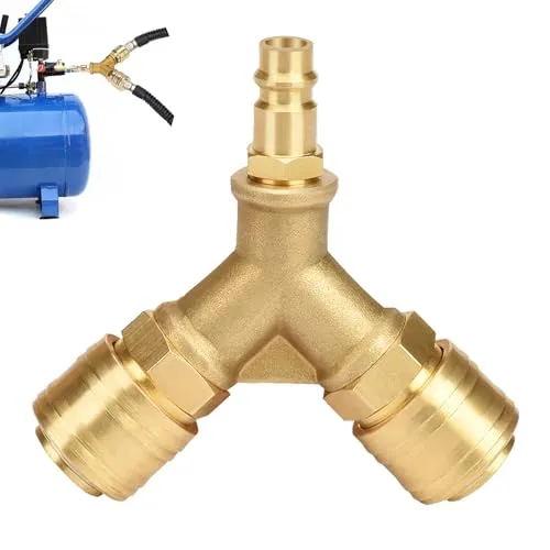 Profiwoab 2-fach Druckluftverteiler mit Kupplungen 1/4-Zoll Luftschlauch Schnellkuppler VerteilerMessing Druckluftkupplung Druckluft ZubehöR