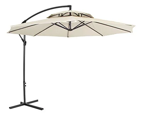 Ondis24 Ampelschirm 3 Meter mit Kurbel - Sonnenschirm 3m Durchmesser mit UV-Schutz 50, 360° drehbar und bis 45° neigbar für optimalen Schatten. Inklusive stabilen Kreuzständer, ideal für die Terrasse.