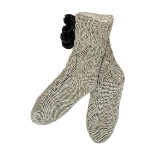 Mojawo Damen Home Socks Hüttenschuhe Stoppersocken Socken Hausschuhe antirutsch ABS gefüttert Beige Gr 39-42