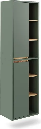 Vicco Hochschrank Viola, Grün/Anthrazit, 50 x 170 cm - Hochschrank mit zwei offenen Regalen und zwei Türen, ideal für optimalen Stauraum im Bad. Wandmontage ermöglicht platzsparende Nutzung, perfekt kombinierbar mit der Viola-Kollektion.