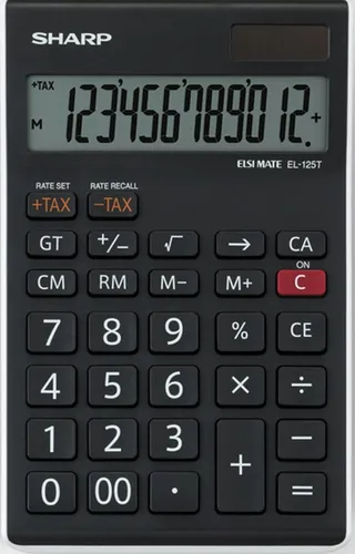 SHARP Tischrechner EL 125 TWH Solar / Batteriebetrieb 12-stelliges LCD-Display