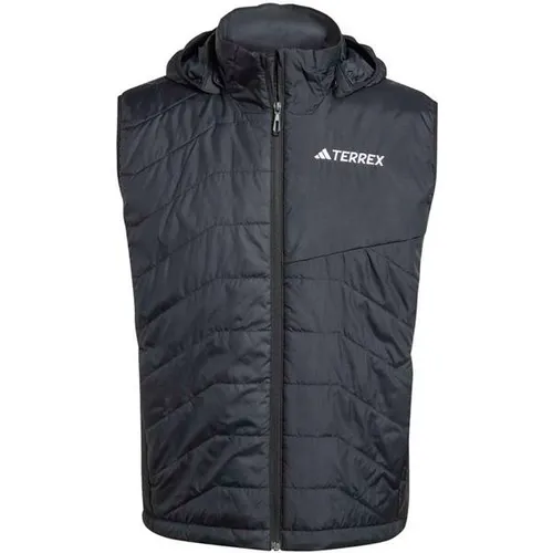 adidas Herren Terrex Multi CLIMAWARM Insulated Hooded Vest - Funktionsjacke mit regulärer Passform, 100 % recyceltem Polyester, bietet Wärme und Komfort dank CLIMAWARM-Technologie und gepolstertem Design.