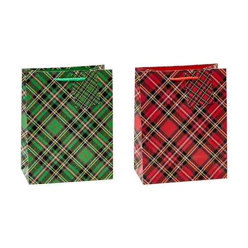 TSI Geschenktüten Tartan Motiv sortiert 18,0 x 23,0 cm, 12 St.