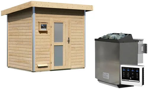 Karibu Saunahaus Ralf, 231 x 196 cm, 38 mm, mit 9 kW Ofen