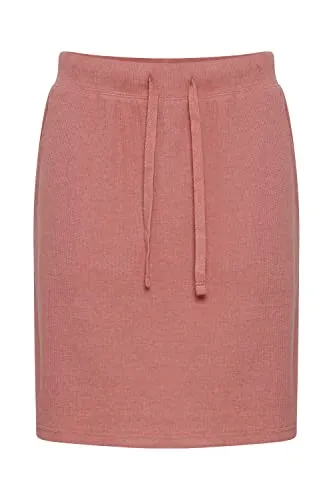 OXMO OXLou Damen Kurzer Rock elastischer Bund mit Kordeln, Größe:L, Farbe:Ash Rose Melange (1715141)