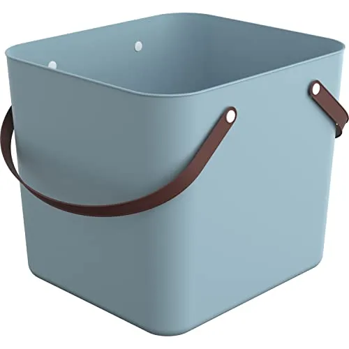 Rotho ALBULA Einkaufskorb 40 l, 2 ergonomische Henkel, bis 40 kg Tragkraft, Kunststoff (PP recycelt), türkis, 39,8 x 35,5 x 34 cm (LxBxH)