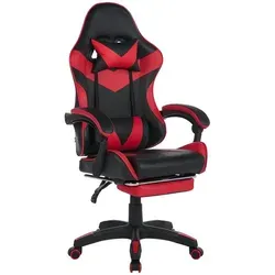 LVHOM Gaming Stuhl mit Massagefunktion und Fußstütze, Ergonomischer Bürostuhl, Schwarz-Rot, bis 150kg - Ergonomischer Gamingstuhl mit sportlichem Design und hochwertigem Kunstleder. Genießen Sie höchsten Sitzkomfort dank der 2-Punkt-Massagefunktion und der verstellbaren Fußstütze – ideal für lange Gaming-Sessions oder Arbeitstage.