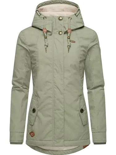 Ragwear Damen Winterjacke Monade kurz mit Kapuze - Funktionsjacke mit wasserabweisendem Obermaterial und kuscheligem Teddy-Fleece-Futter, ideal für kalte Tage. Taillierter Schnitt und praktische Innentasche machen sie zum perfekten Winterbegleiter!