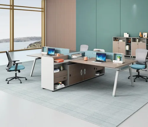 Schreibtischsystem Bürotisch Workstation für Teamarbeit - Modernes Schreibtischsystem mit großzügigen Maßen (288 x 212 x 100 cm) für effiziente Zusammenarbeit. Ideal für Großraumbüros, bietet es ausreichend Platz und Flexibilität.