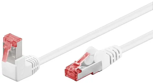 Goobay CAT 6 Patchkabel 1x 90° gewinkelt, S/FTP (PiMF), weiß