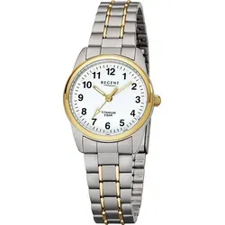 Regent F-428 Damenuhr Titan Bicolor Ø 26 mm - Elegante Damenarmbanduhr - Damenuhr aus leichtem Titan mit goldplattierter Lünette, wasserdicht bis 5 bar und stilvollem Design, ideal für jeden Anlass.