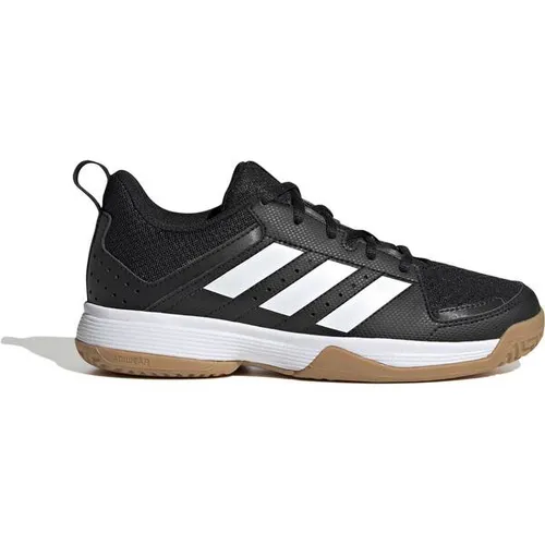 adidas Ligra 7 Hallen-Indoorschuhe schwarz/weiß für Kinder - Laufschuhe für Indoor-Sportarten mit atmungsaktivem Mesh-Obermaterial und stabilisierenden Overlays für optimalen Halt. Hergestellt aus 50% recycelten Materialien, ideal für aktive Kids.