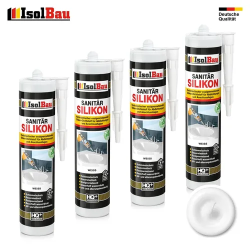 Sanitär Silikon Weiss 4 x 300 ml Sanitärsilikon Dichtstoff Bad Küche Dusche