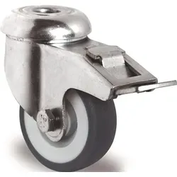 Tecwerk Lenkrolle mit Totalfeststeller mit Rückenloch 11 mm Gleitlager Gummi grau  - 1 Stk.