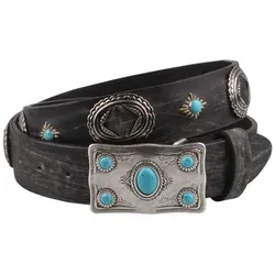 Produktbild Sendra Boots Herren Leder Gürtel Schwarz/Türkis 105 cm