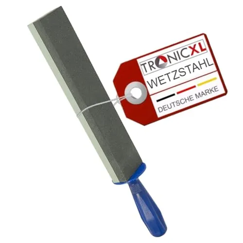 TronicXL Premium Abziehstein mit Griff - Wetzstahl für perfekte Messer, mit praktischem Handgriff und feiner sowie grober Schleifseite – ideal für Gastronomie und Gewerbe.