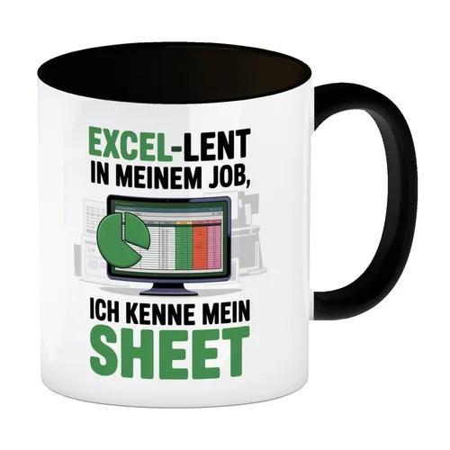 EXCEL-LENT in meinem Job Kaffeebecher in schwarz für Excel-Profis