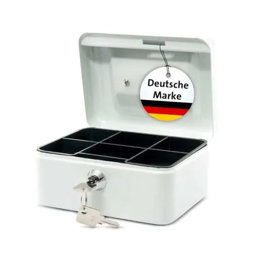 Geldkassette 152x125x81mm weiss Sic heitszylinderschloss mit 2 Schlüsse