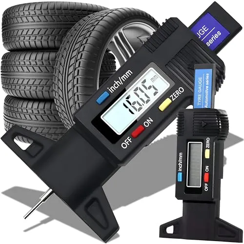 Retoo Reifen Profiltiefenmesser mit LCD Display 0–28 mm, Reifenmessergerät, Digital Reifenprofilmesser, Tiefenmesser, Reifen Profilmesser Messchieber, Messgerät für PKW, Vans, Motorrad, LKW