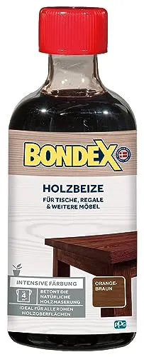 Bondex Holzbeize Orangebraun 0,25 L für 4,25 m² | Intensive Färbung | Betont die natürliche Holzmaserung | Vorbehandlung | seidenmatt | Holzbeize | Holzpflege