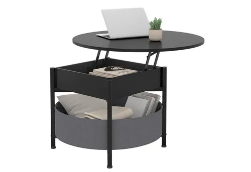 MSMASK Höhenverstellbarer Couchtisch mit Stoffkorb von MSMASK