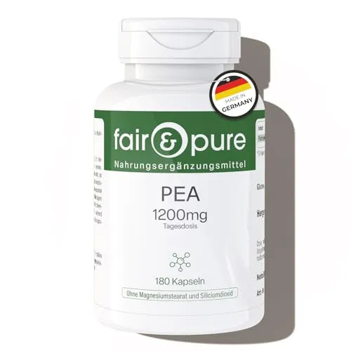 Fair & Pure PEA Kapseln 1200mg Tagesdosis, 180 Stück, Palmitoylethanolamid, veganes Nahrungsergänzungsmittel ohne Zusätze, in Deutschland hergestellt