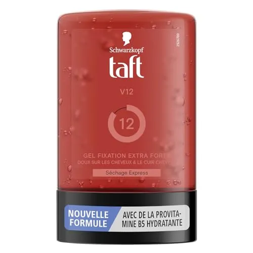Schwarzkopf Taft Frisiergel, V12-Gel, Express-Trockner, extra starker Halt, sanft auf Haar und Kopfleder, ohne klebrigen Effekt, Formel Provitamin B5, 300 ml