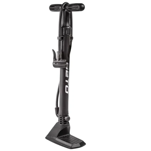 BETO Fahrradpumpe, Standpumpe, Luftpumpe, mit Universaldoppelpumpenkopf, Ballnadel, Luftmatratzenadapter, 160psi, 11bar, AV, DV, FV, Autoventil, Dunlopventil, Französisches Ventil