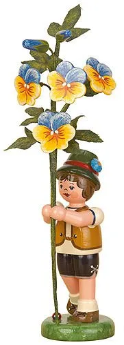 Hubrig Volkskunst Blumenkind Junge Hornveilchen - 17cm - Sammlerfiguren mit liebevoller Handarbeit, ideal für Sammler und als Geschenk, verleiht jedem Raum einen charmanten Akzent.