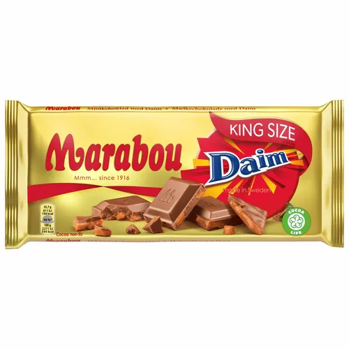 Marabou Schokolade Daim (220 g) – Zartschmelzende Milchschokolade mit Daim Stückchen
