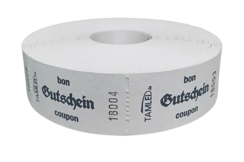 GUTSCHEIN - Bons weiß 1000 Stk auf Rolle Bonrolle Gutscheine Wertmarken Bon