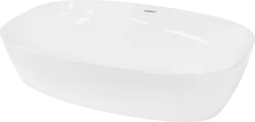 ECD Germany Ovales Waschbecken 605x380 mm - Hochwertiges Aufsatzwaschbecken aus Keramik in Weiß - Waschbecken: Hochwertige Keramik, modernes Design mit abgerundeten Ecken und platzsparendem Waschbereich, ideal für stilvolle Badezimmer.