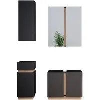 Vicco Badmöbel-Set Gloria, Anthrazit/Sonoma, 4-teilig - Badmöbel-Set mit elegantem, grifflosem Design für eine moderne Badezimmeratmosphäre. Reichlich Stauraum für Pflegeprodukte und Handtücher, ideal zur individuellen Gestaltung.