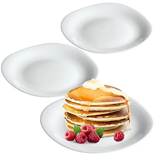 KADAX weiße Speiseteller, Spülmaschinengee Teller-Set, Essteller aus verstärktem Glas, modernes Geschirr für Haus und Restaurant (Weiß/3 Stück)