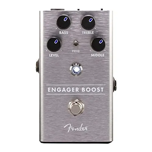 Fender ENGAGER BOOST Boden-Effekt-Pedal - 3-Band EQ, leichter und langlebiger Aluminium-Korpus mit LED-beleuchteten Knöpfen