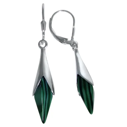 Ohrhänger 925 Silber mit Zirkonia und Malachit von F