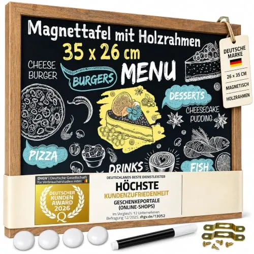 GOODS+GADGETS® Magnetische Kreidetafel mit Holzrahmen