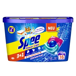 Henkel AG & Co. KGaA Spee Power-Caps Universal, 320g, Vollwaschmittel mit einzigartigem 3-Kammer System, 1 Box = 16 Waschladungen