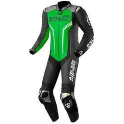 Arlen Ness Sugello Motorrad Lederkombi 1-Teiler, schwarz-grau-grün, Größe 50 für Männer - Hochwertige 1-Teiler Motorrad Lederkombi aus 1,1-1,3 mm Rindsleder mit Stretch-Einsätzen für maximale Bewegungsfreiheit. Ideal für komfortable Fahrten auf dem Motorrad.